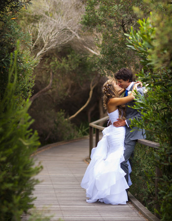 Wedding Photography of couple on bush walkway