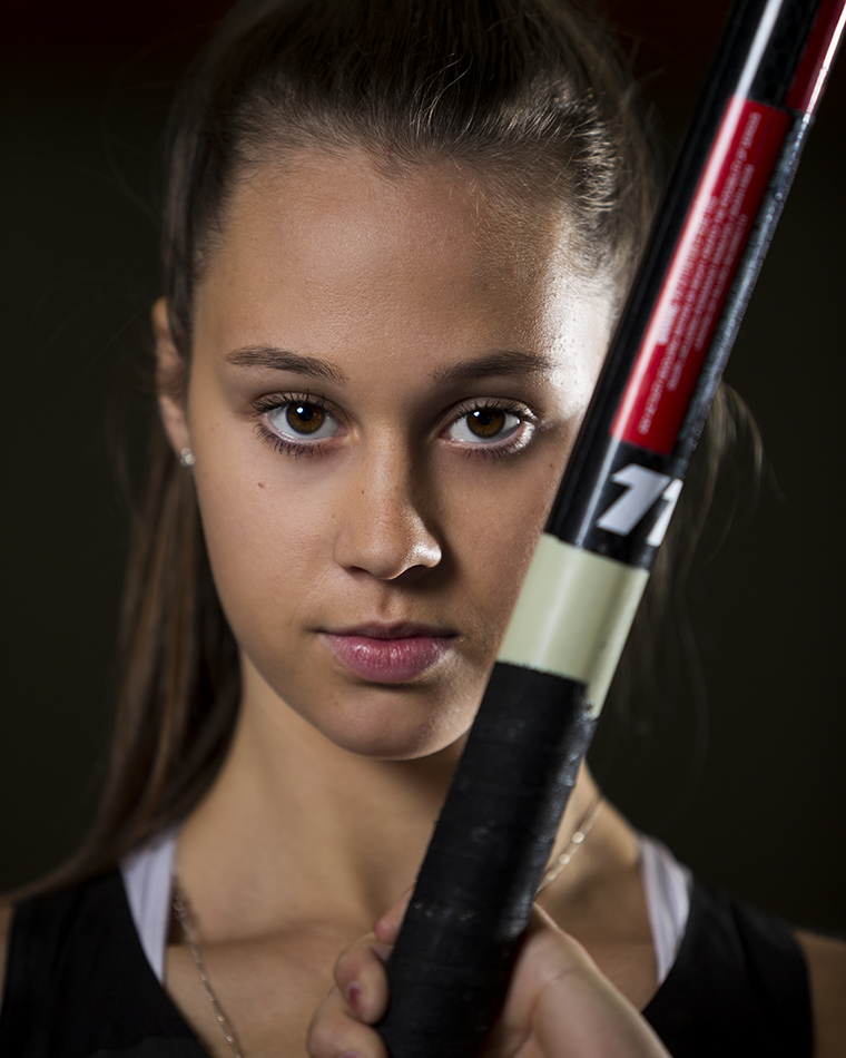 Close up portrait of Athlete Oliva McTaggart with her pole