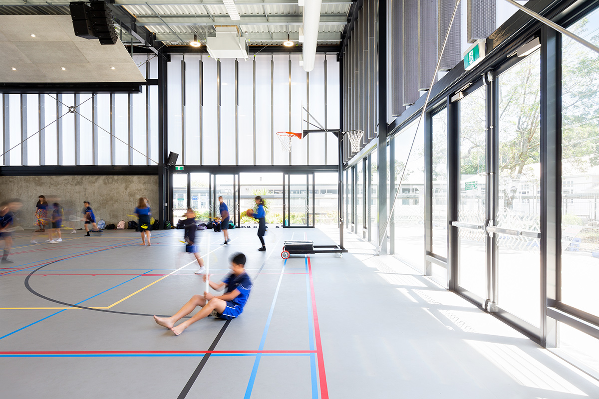 Interior photography of school gym in Auckland for architectural awards entry