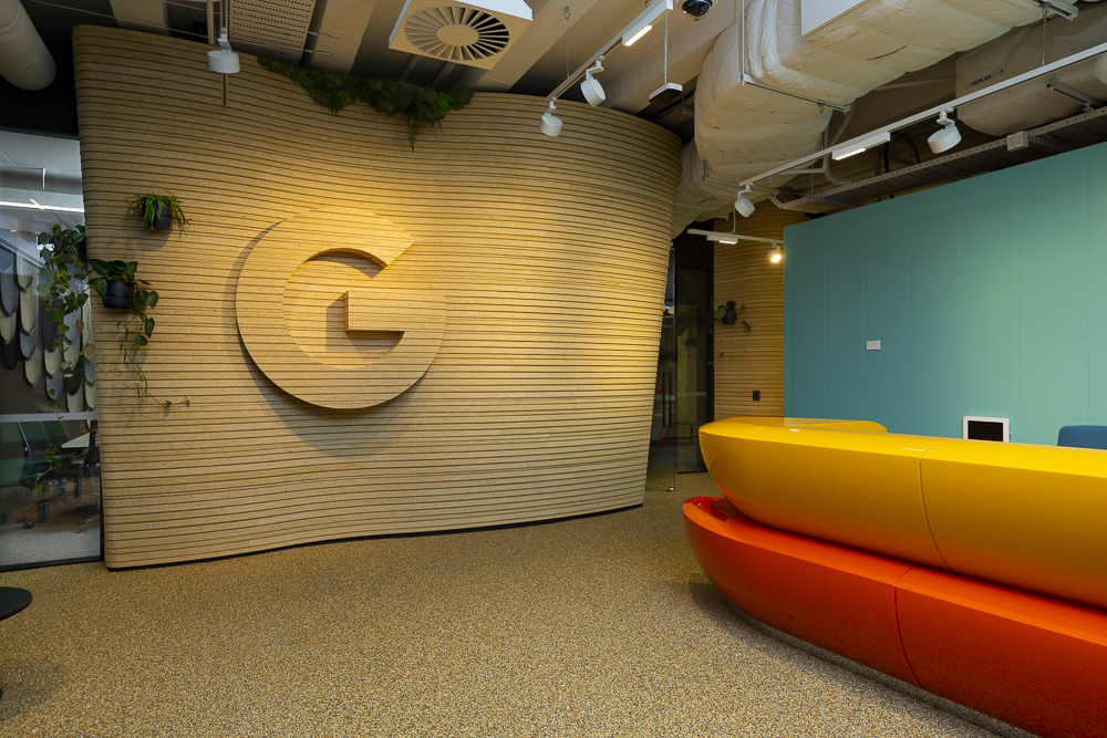 Interior fit out photography of Googles offices in Auckland, the reception area