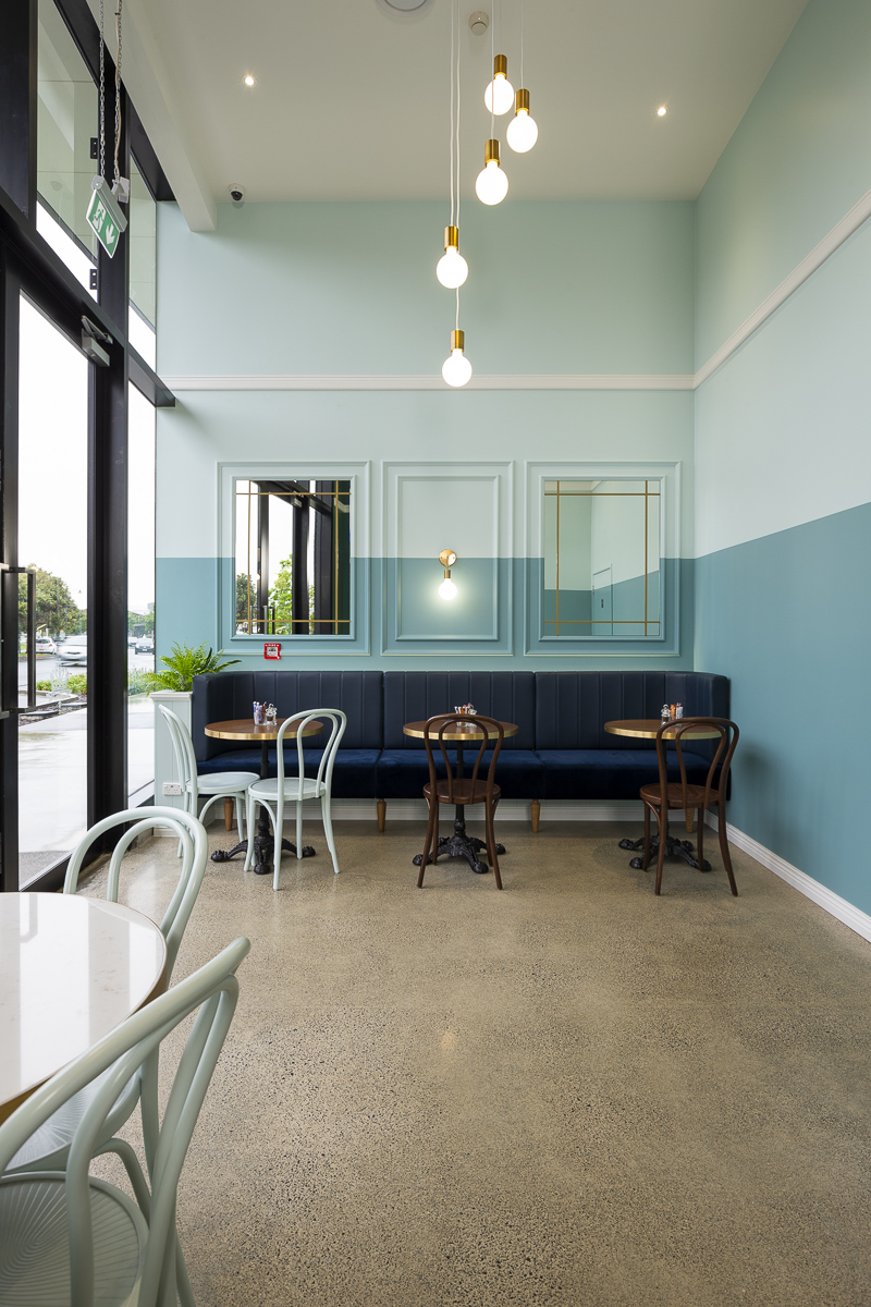 Cafe interior fit out photographed in East Auckland