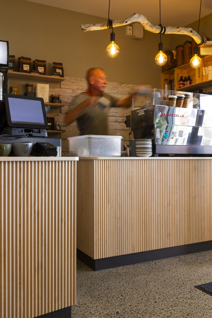 fit-out photography of beach side cafe in the Bay of Plenty