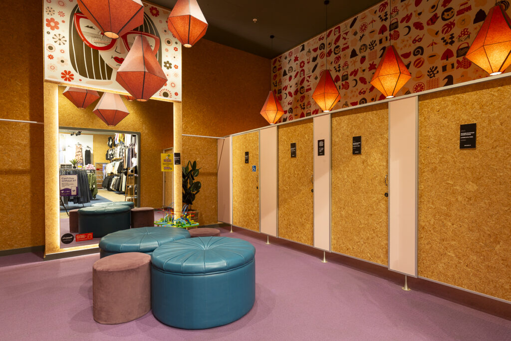 fitout photography of changing rooms inside of Northbeach, Tauranga Crossing
