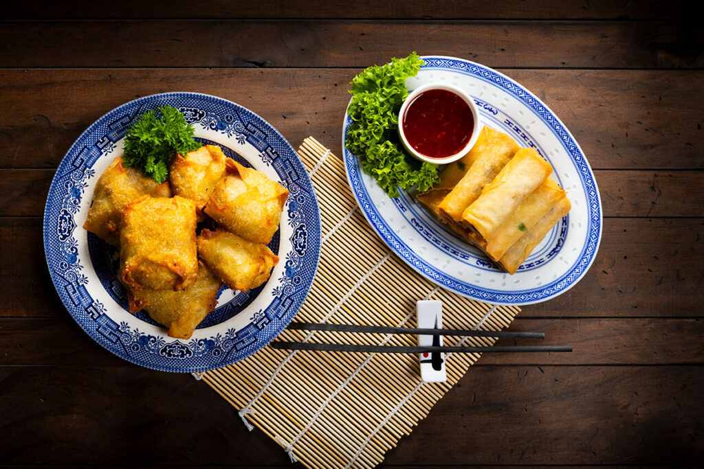 spring rolls and dumplings photographed by professional food photographer Adam Firth in East Tamaki